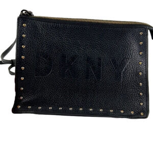 DKNY  Black Leather Studded Crossbody Purse